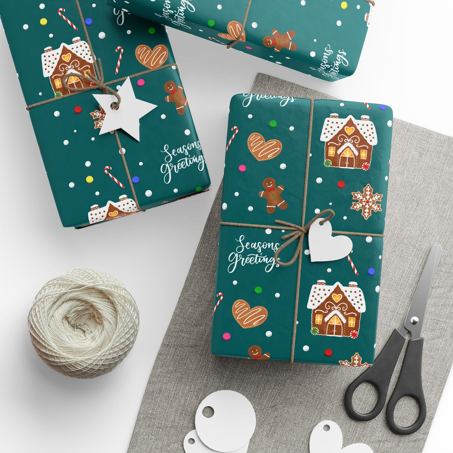 Seasons Greetings Gingerbread House Gift Wrapping Paper Roll