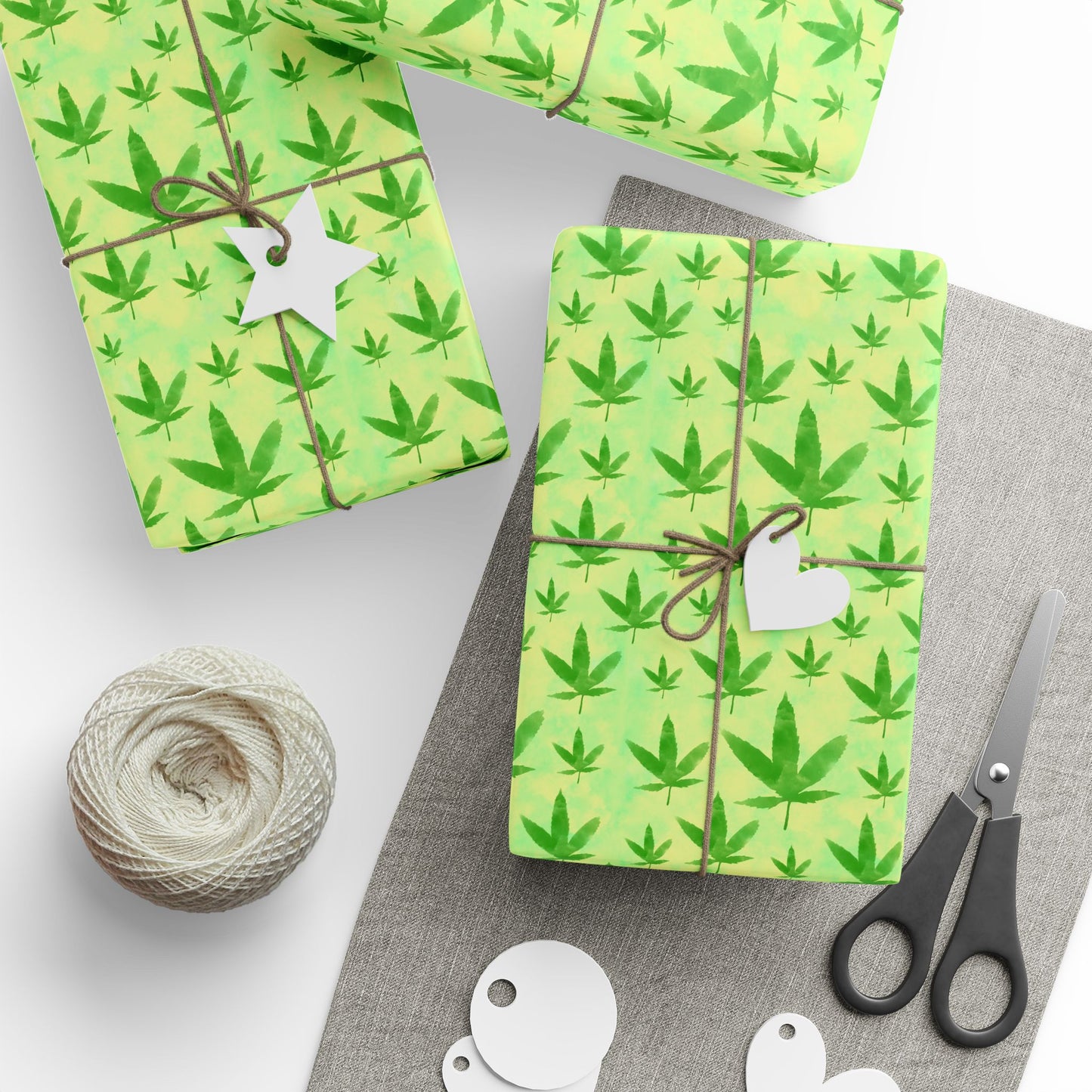 Marijuana Leaves Watercolor Gift Wrapping Paper Roll