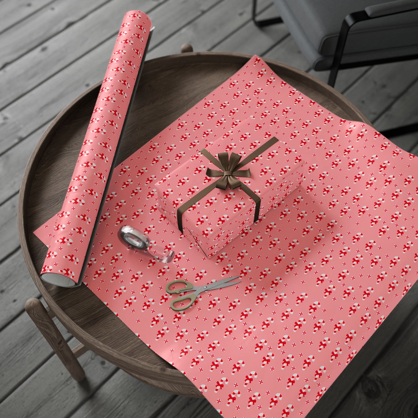 Christmas Candy Cane Gift Wrapping Paper Roll