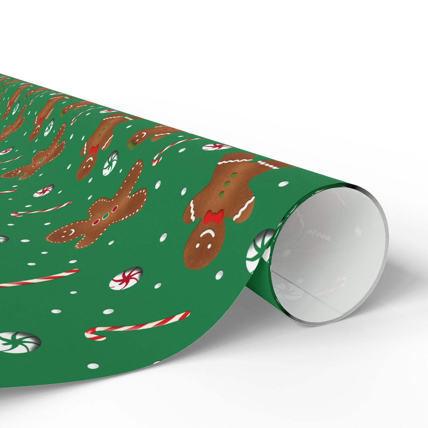 Green Gingerbread and Candy Gift Wrapping Paper Roll