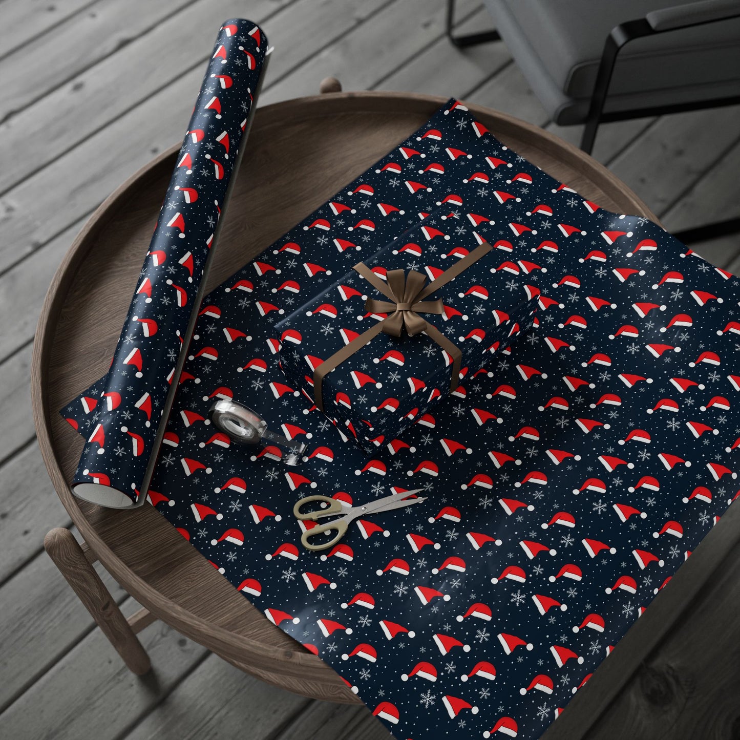 Santa Hat and Snowflakes Gift Wrapping Paper Roll