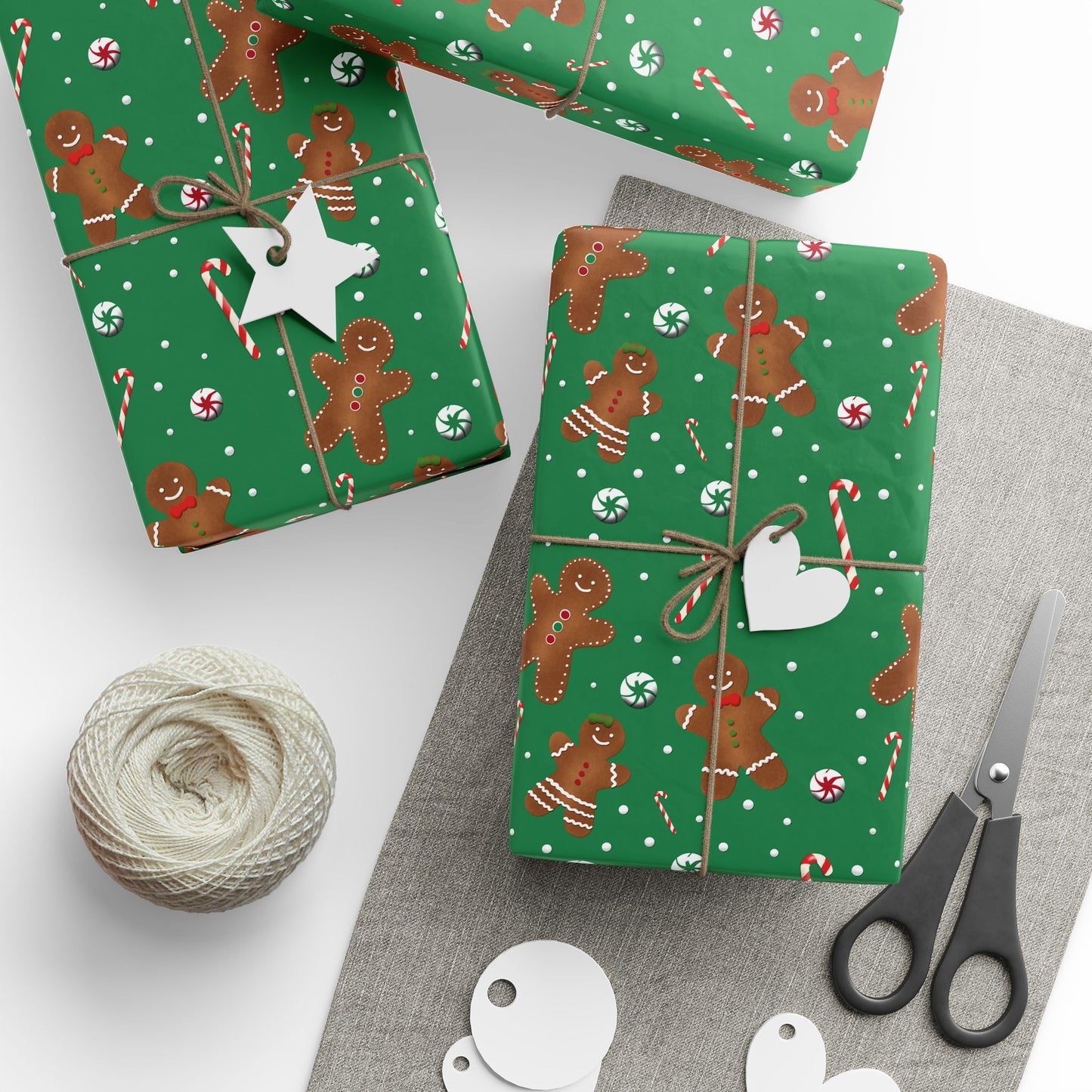 Green Gingerbread and Candy Gift Wrapping Paper Roll