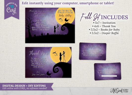 Watercolor Nightmare Baby Shower Invitation Set (Digital Download)