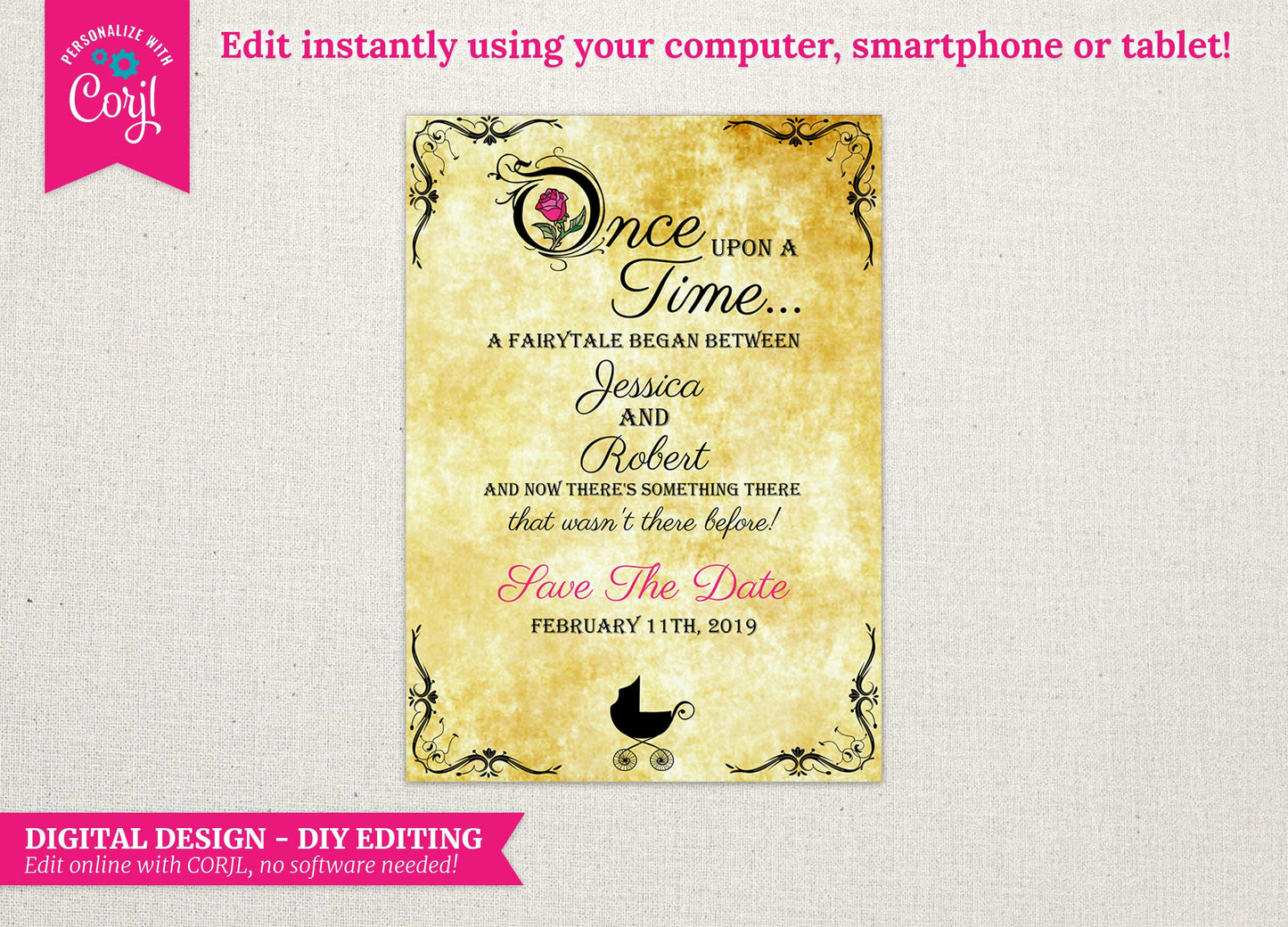 Fairytale Save the Date: Once Upon A Time Invitation (Digital Download)
