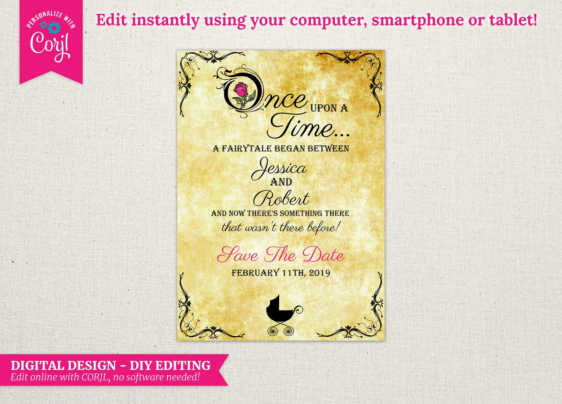 Fairytale Save the Date: Once Upon A Time Invitation (Digital Download)
