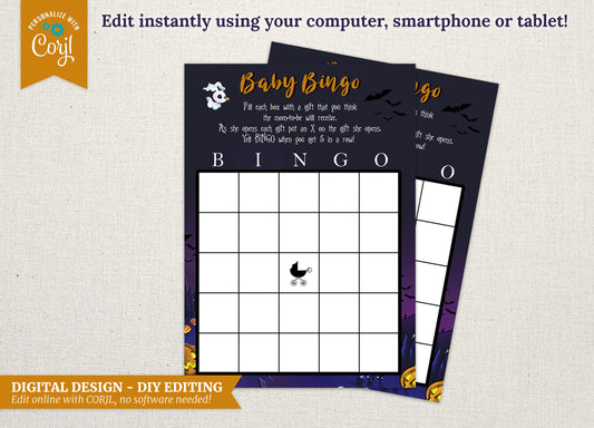DIGITAL Nightmare Baby Bingo Card - DESIGN ONLY - 5x7 - Edit Yourself Using Corjl