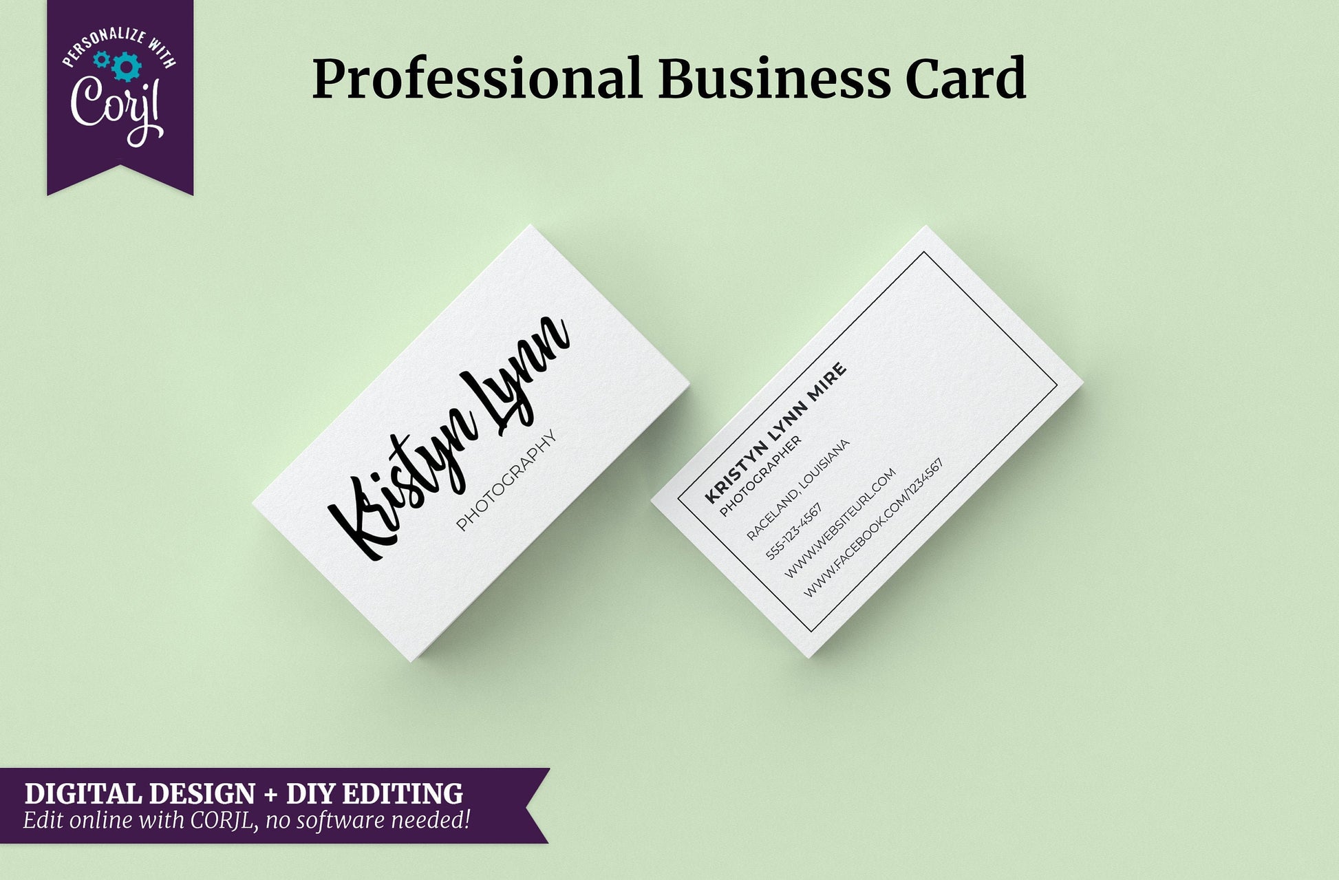 DIGITAL Business Card Design - Kristyn Lynn - 3.5 x 2 - Edit Yourself Using Corjl