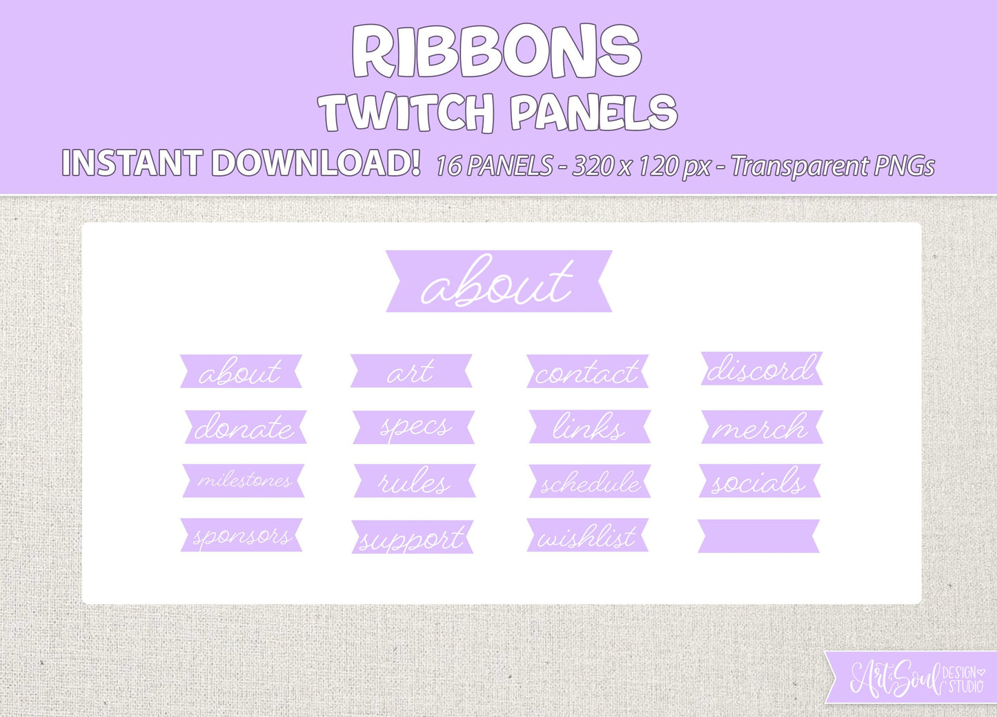 Purple Ribbon Twitch Panels: Streamer Chat Badges (Digital Download)