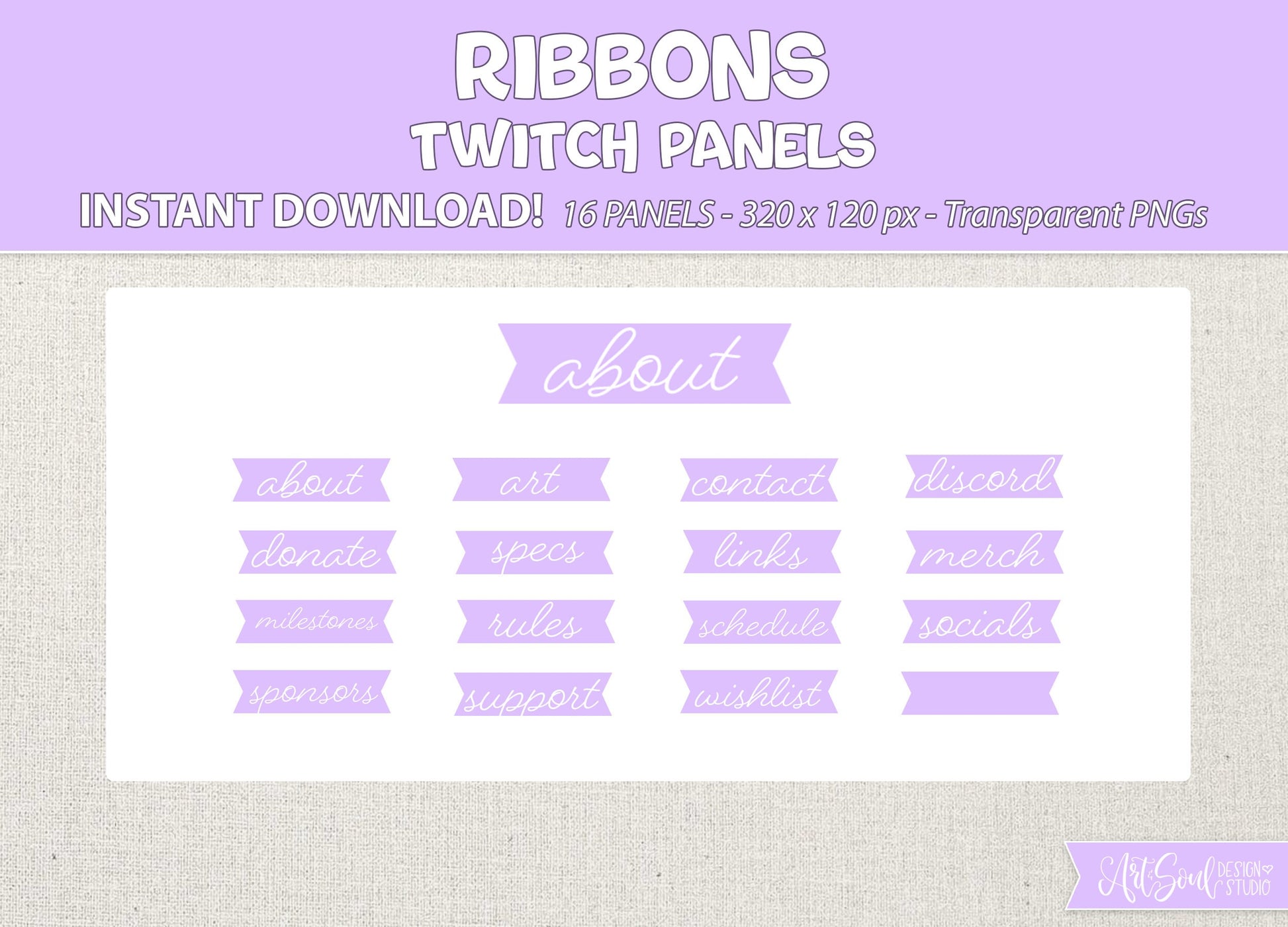 Purple Ribbon Twitch Panels: Streamer Chat Badges (Digital Download)