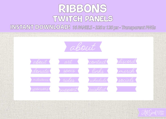 Purple Ribbon Twitch Panels: Streamer Chat Badges (Digital Download)