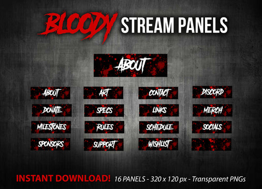 Bloody Twitch Panels: Gothic Grunge Streamer Buttons (Digital Download)