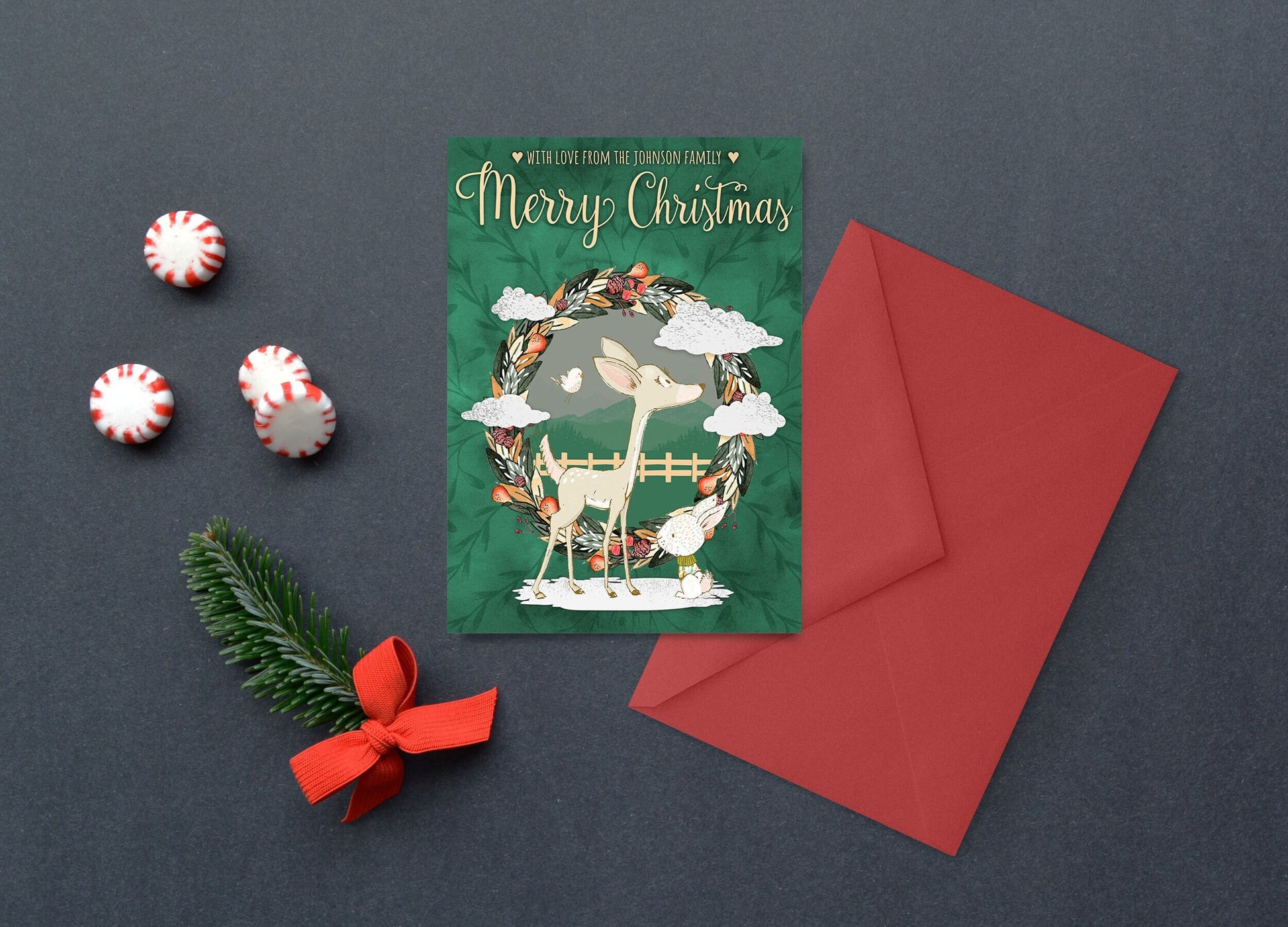 DIGITAL Merry Christmas Card - DESIGN ONLY - 5x7 - Edit Yourself Using Corjl