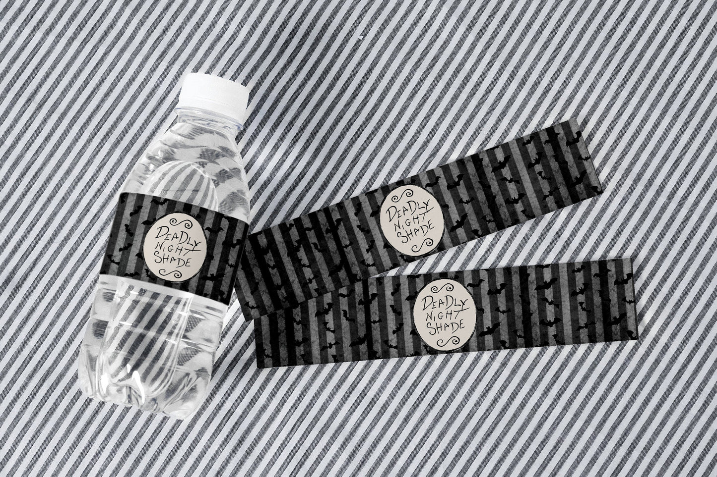 Deadly Night Shade Bottle Wrappers, Nightmare Before Christmas Bottle Labels, Party Decor, Printable, Digital