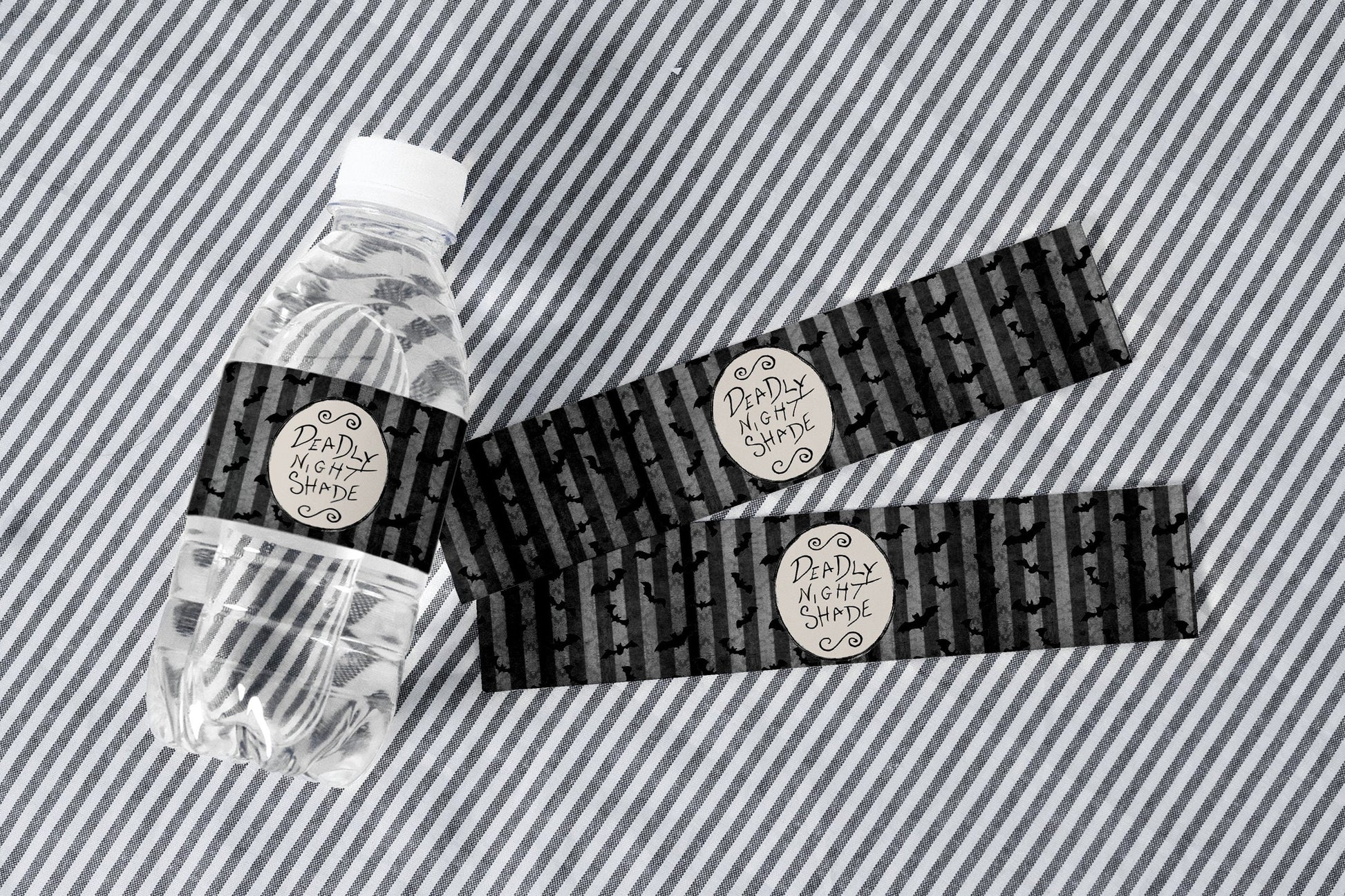 Deadly Night Shade Bottle Wrappers, Nightmare Before Christmas Bottle Labels, Party Decor, Printable, Digital