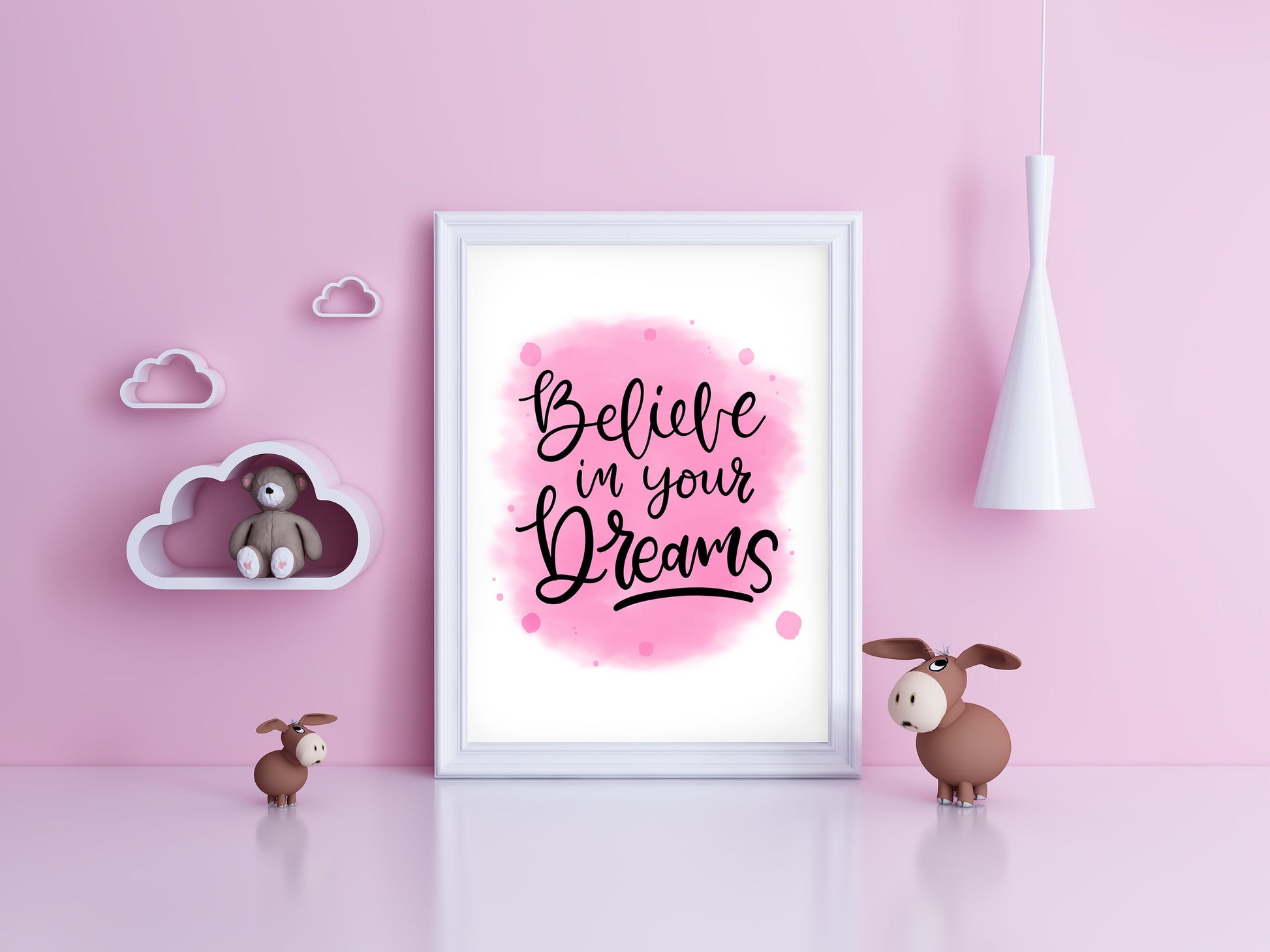 Believe In Your Dreams Wall Art: Hand-Drawn Calligraphy (Digital Download)