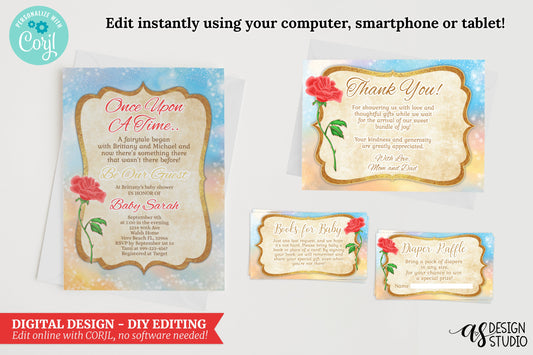 Watercolor Fairytale Baby Shower Set (Digital Download)