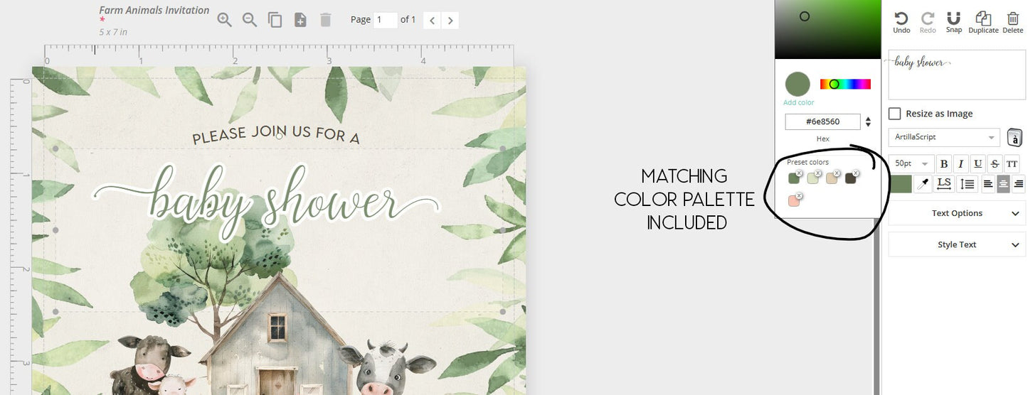 Farm Animals Baby Shower Invitation Bundle: Editable Template (Digital Download)