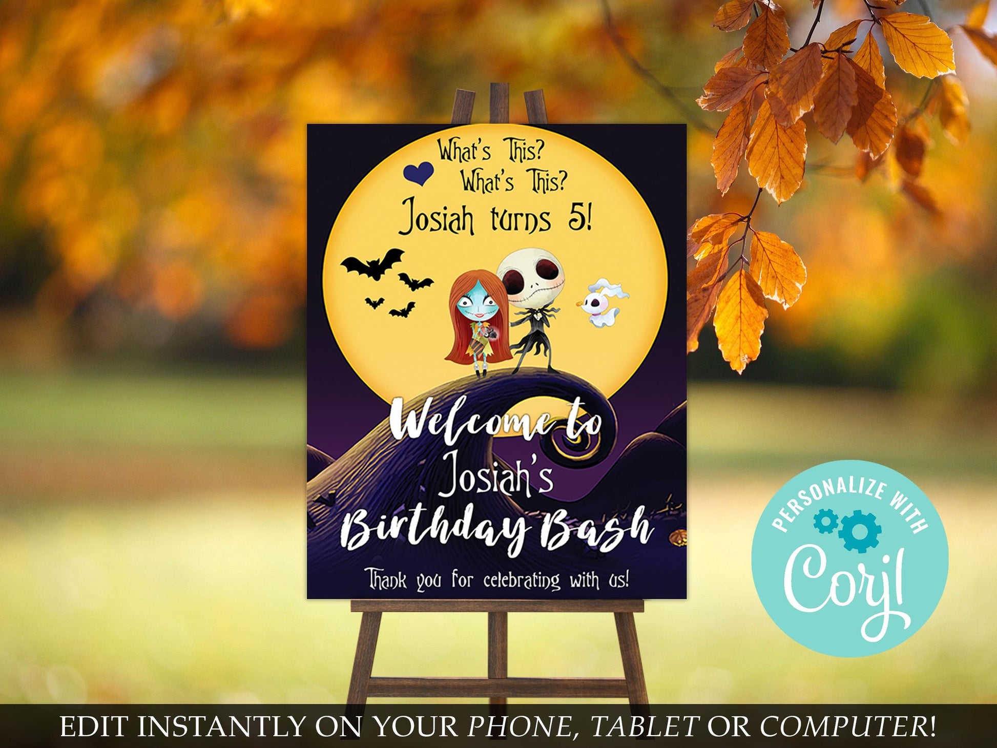 Nightmare Before Christmas Birthday Welcome Sign Template (Digital Download)