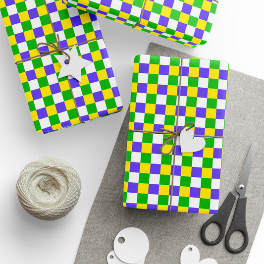 Mardi Gras Gingham Plaid Wrapping Paper