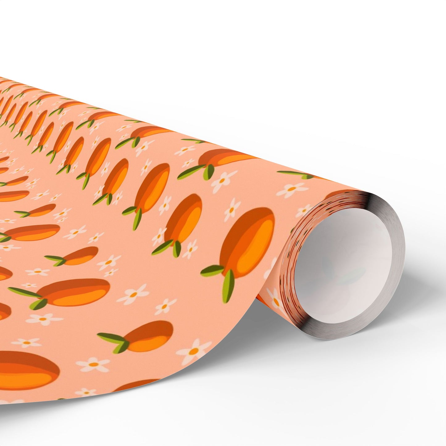 Orange Floral Gift Wrapping Paper Roll