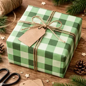 Green Gingham Plaid Wrapping Paper
