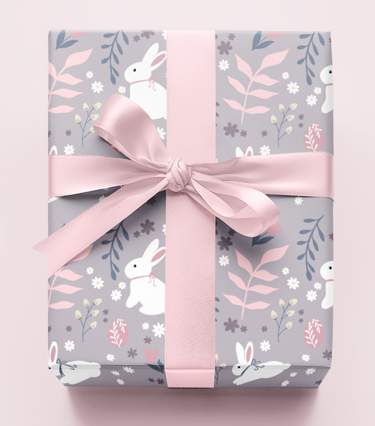 Easter Pattern Wrapping Paper | Pastel Eggs Bunny Floral Gift Wrap